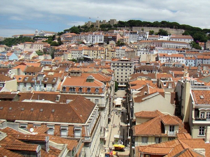 Lisbon - view from the elevator to the castle Sao Jorge