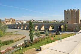 Cordoba Roman Bridge over the Guadalquivir with Tower of Calahorra