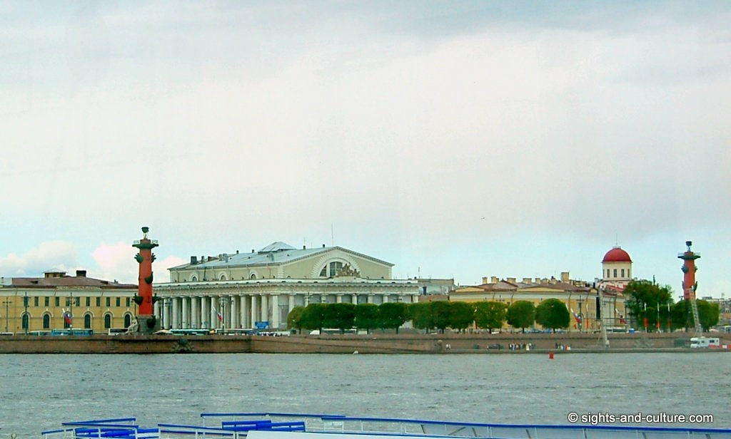 Vasilievsky Island with the Old Saint Petersburg Stock Exchange and Rostral Columns